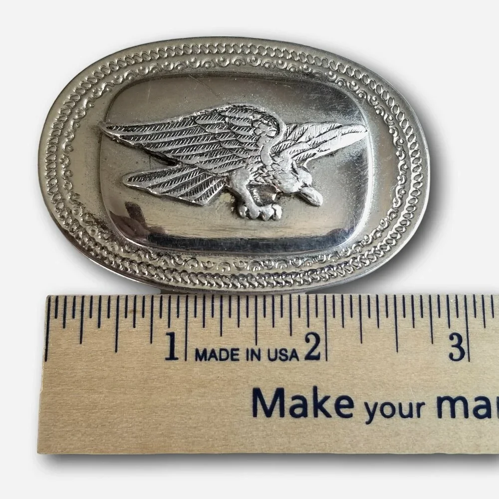 Vintage Belt Buckle Flying American Bald Eagle Silver Color‎ Western Style Gift